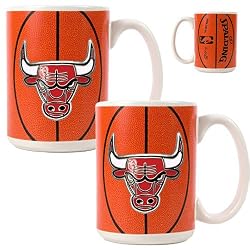 Chicago Bulls NBA 2pc Ceramic Gameball Mug Set - Primary Logo by Great American Products