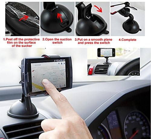 Kinbar® Windshield Dashboard Universal Smartphone Car Mount Holder Cradle for Iphone 6 6+ 5 5s 5c 4 4s Samsung Galaxy S6 S5 S4 S3 Note 4 3 2 and All Smartphones (Gift and Retail Package)black