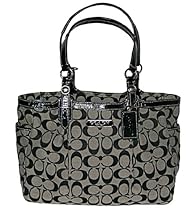 Coach Gallery 12 cm Signature East/West Tote Handbag - Black/White