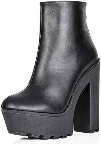 Biker Boots - Black Synthetic Leather
