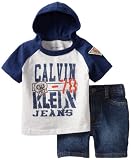 Calvin Klein Baby-Boys Infant Short Sleeve Tee with Hoody and Short