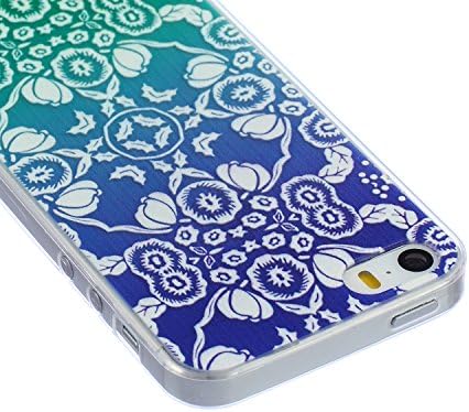 iPhone 5 5S Case, LittleMax(TM) Totem Crystal TPU Case Cover Ultra Thin Silicone Flexible Soft Case for Apple iPhone 5 5S **Free Cleaning Cloth,Stylus Pen and Screen Protector (Colorful Flower Circle)