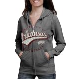 NCAA Arkansas Razorbacks Ladies Ash Swept Full Zip Hoodie Sweatshirt