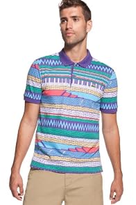 Live Short Sleeve Mini Pique Polo With All Over Geometric Print