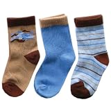 Luvable Friends Fashion Socks for Baby, 3 Pack, Blue, 6-18 Months