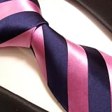 Paul Malone Necktie 100% Silk Pink Navy