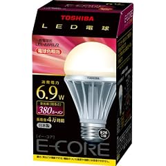 TOSHIBA E-CORE LED電球 一般電球形6.9W(電球色相当) LEL-AW6L/2