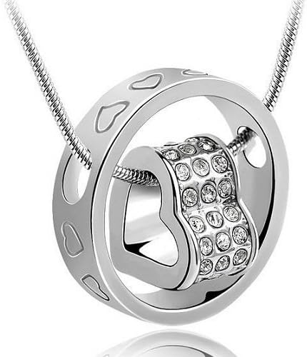 Clear Crystal Circle of Life Love Open Heart Pendant Necklace Made With Swarovski Elements