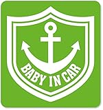 imoninn BABY in car ステッカー　【マグネットタイプ】　No.14　イカリ　（黄緑色）
