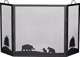 Uniflame Deluxe 3-Panel Black W.I. Screen With Hunting Bear Scene Uniflame Deluxe 3-Panel Black W.I. Screen With Hunting Bear Scene