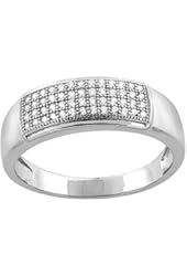 Sterling Silver Micro Pave Cubic Zirconia Men's 4-row Wedding Band, 5/16 inch wide, sizes 8 to 14