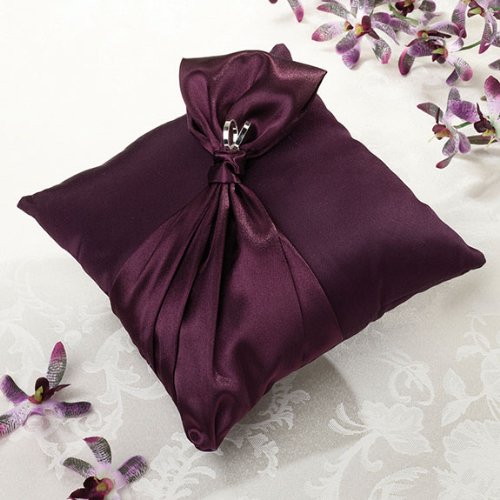 Plum Satin Wedding Ring Bearer Pillow