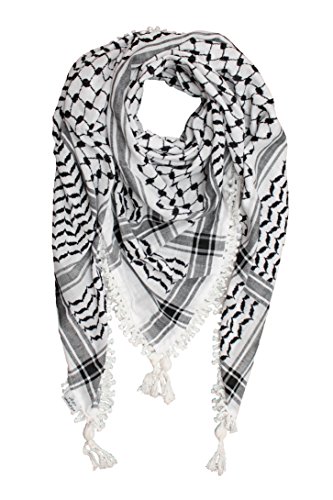 Hirbawi Kufiya Original Men's Royal Lace Arab Scarf One Size Black on White