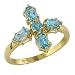 10K Yellow Gold Blue Topaz Gemstone Cross Ring - 7