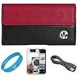 Red & Black Portola Leather Carrying Holster with Fixed Belt-Clip and Magne ....