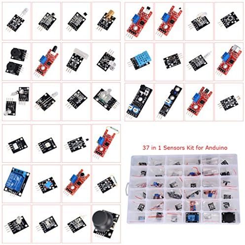 Drmuk 37 in 1 Arduino Compatible Sensor Module Kit Pack Learning Package Kit for Arduino UNO R3 Mega2560 Mega328 Nano by Sinuote