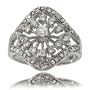 Diamond Ring 10K White Gold Ladies New Vintage Inspired