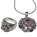 Silver Ring Pendant Set Multi Gem Jewelry (gprs001)