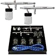 Master S622-L Professional Twin Pack Studio Airbrush Set - 2 Model S62 Airbrushes with 6' Hose, 6 Bottles and 2 Color Cups
