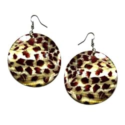 Leopard Skin Thick Shell Shape Disk Fashion Earring