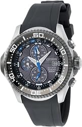Citizen Men's BJ2117-01E Eco-Drive Depth Meter Chronograph Metric Rubber Dive Watch