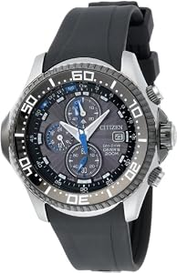 Citizen Men's BJ2117-01E Eco-Drive Depth Meter Chronograph Metric Rubber Dive Watch