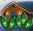 Set of 25 Transparent Green C7 Christmas Lights - Green Wire