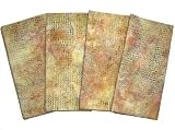 ArtisanStreet's Gold & Teal Blue Design Two-Ply Batik Napkins Set of 4. Reversible Construction with Topstitching. Machine Washable, No Iron. Hand Crafted, Limited Edition.