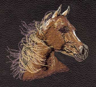 Leather Small Shoulder Bag with horse Embroider Windy Day Dark Brown Leather