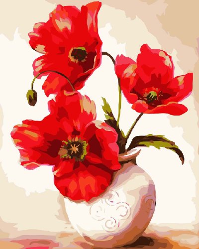 Diy oil painting, paint by number kit- two flowers vases 16*20 in…