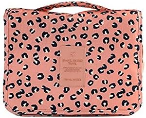 ArrKn women cosmetic or Men Shaving Kit Portable luggage Bag for vacation camping hiking outdoor (Pink Leopard Print)