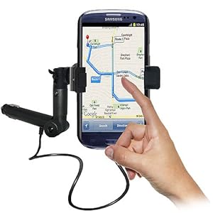 Amzer AMZ93968 Lighter Socket Phone Mount with Charging/Case System for Samsung GALAXY S III GT-I9300/Samsung Galaxy S 3 I9300 - Retail Packaging - Black