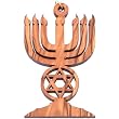 Olive Wood Menorah With Star Of David Ornament / Laser Large Pendant