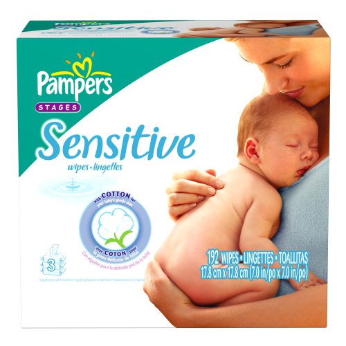 Pampers Sensitive Baby Wipes Refills, 192-Count Packages, Pack of Four (768 wipes)