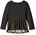 Dream Star Girls' Puff Sleeve Top with Screen and Hi/Low Lace Back Ruffle Hem