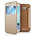PASONOMI Galaxy S6 Case, [Smart Window View] Samsung Galaxy S6 Folio Wallet Case - Slim Flip Leather Case for Samsung Galaxy S6 Smartphone (Golden)