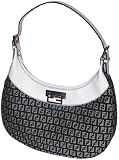 Fendi Black and Beige Zucchino with White Leather Hobo Bag 8BR552-LPN-F0GR4