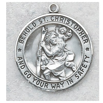 Saint Christopher Pendant Sterling Silver w/ 24