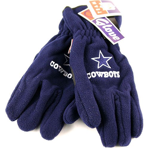Dallas Cowboys Fleece Gloves Solid Blue Embroidered Logo (One Size Fits Most)