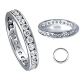 Sterling Silver Eternity Band with Lab-grade Diamonds in Sizes 5 to 10