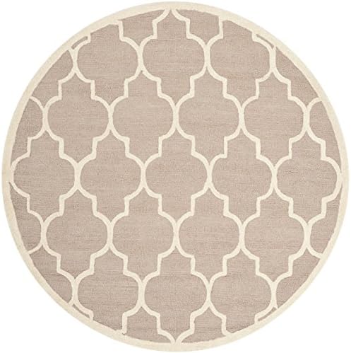 Safavieh Cambridge Collection CAM134J Handmade Beige and Ivory Wool Round Area Rug, 8 feet in Diameter (8' Diameter)