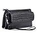 Gottowin Women's Leather Purse Wallet Clutch Handbag Cross-body Bag Organizer w/ Wrist Strap +Card Holder (9-Inch,fit iPhone 6 Plus, Black)