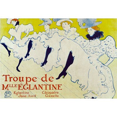 Professionally Framed Henri de Toulouse-Lautrec La Troupe de Mlle Eglantine Art Print Poster - 13x19 with RichAndFramous Black Wood Frame
