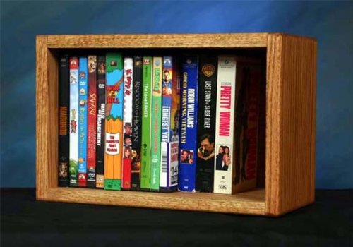Detail image Wood Shed Solid Oak CD DVD VHS Wall Mount Media Storage Rack (Various Finishes) 110-1W