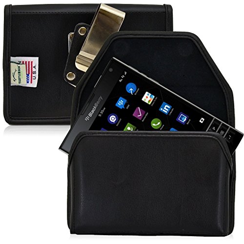Blackberry Passport Belt Case, Turtleback Blackberry Passport Holster, Black Leather Pouch with Heavy Duty Rotating Belt Clip, Horizontal Made in USA