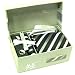 100% Silk Plaid Stripe pattern Neck Tie Cufflink Handkerchief Gift Set Black Gray Silver Hanky Necktie Cuff link with Gift Box.