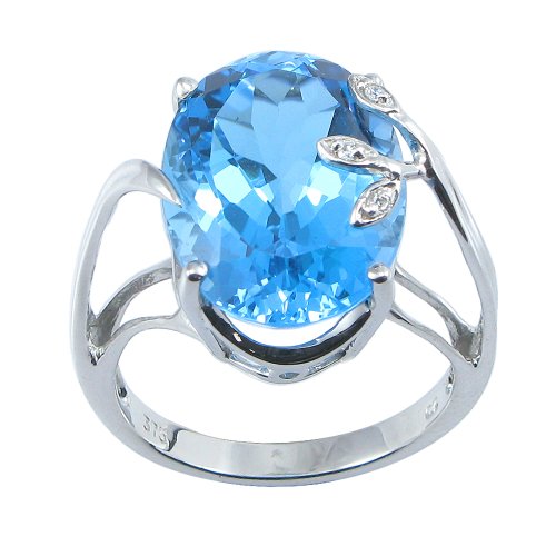 Sterling Silver Oval-Cut Blue Cubic Zirconia Ring, Size 8