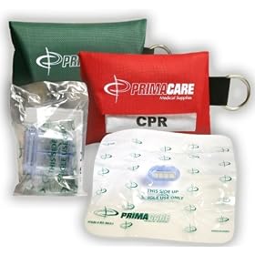 CPR Mask Face Shield Barrier Key Chain Ring in Pouch Emt First Aid 12pk