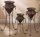 Upscale Mode SET OF 3 METAL PLANTERS WITH STANDS in BROWN FINISH - B001HBZ8JE