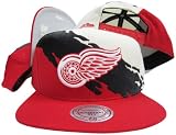 Detroit Red Wings Snapback Adjustable Plastic Snap Mitchell & Ness Hat / Cap